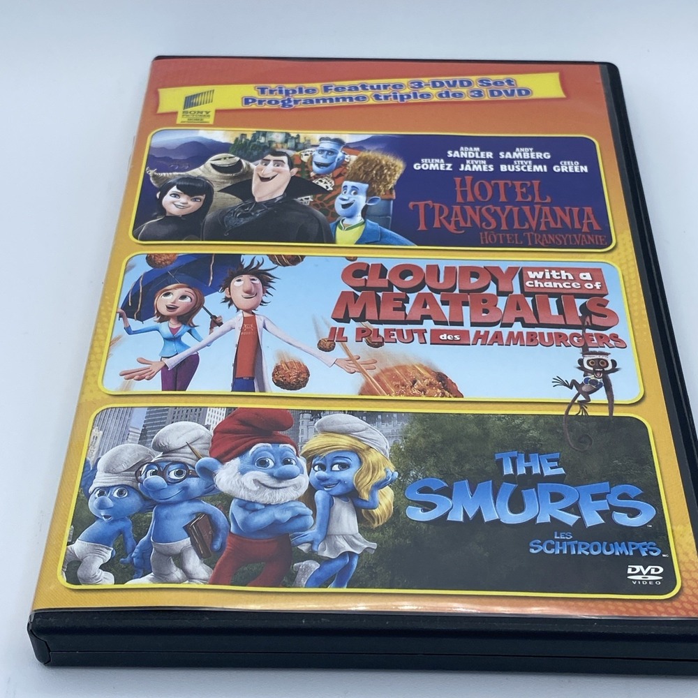 Cloudy with a Chance of Meatballs, Hotel Transylvania, The Smurfs 3 DVD Set‎